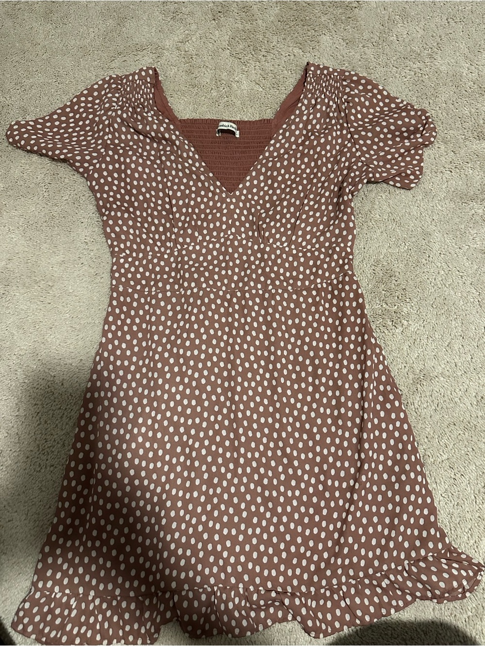 Abercrombie & Fitch Dusty Rose Polka Dot V-Neck Dress
